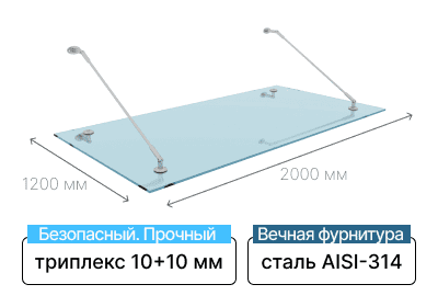 Стеклянный козырёк подвесной